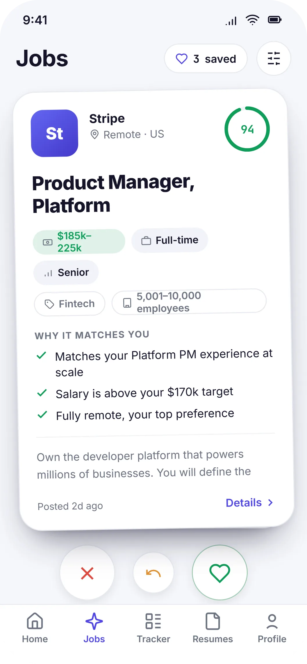 Role-matched job in the app